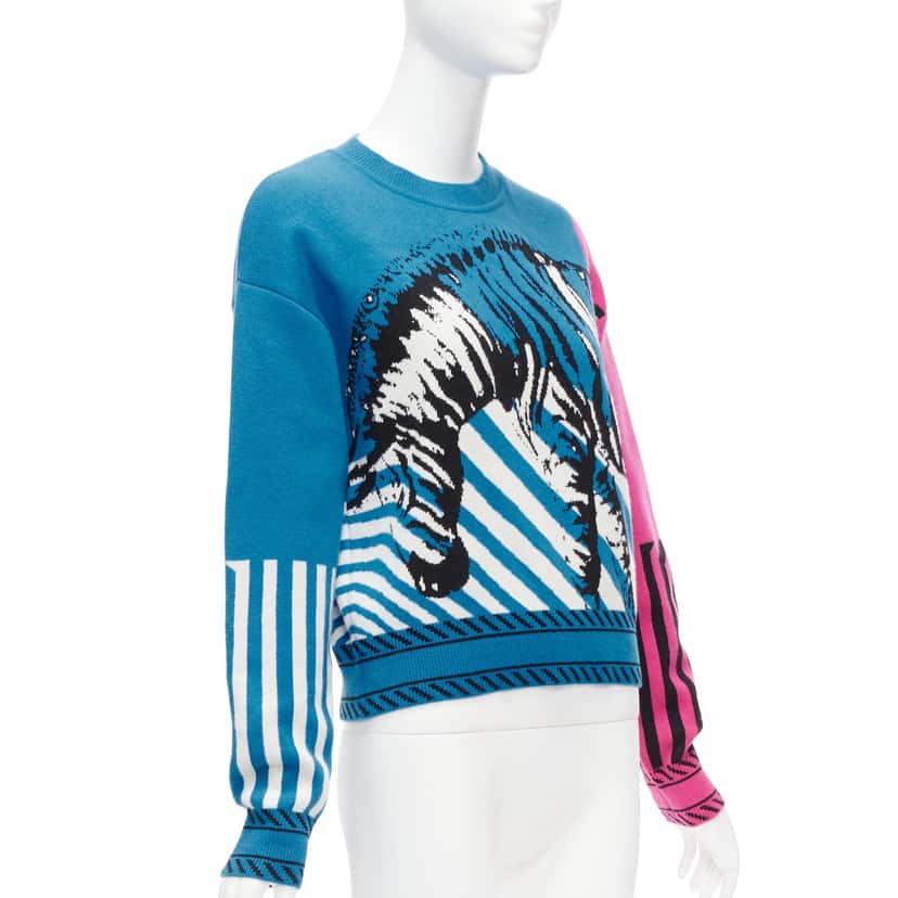 Christian Dior Zebra Graphic Sweater Blue Cashmere Never worn - Inside View
