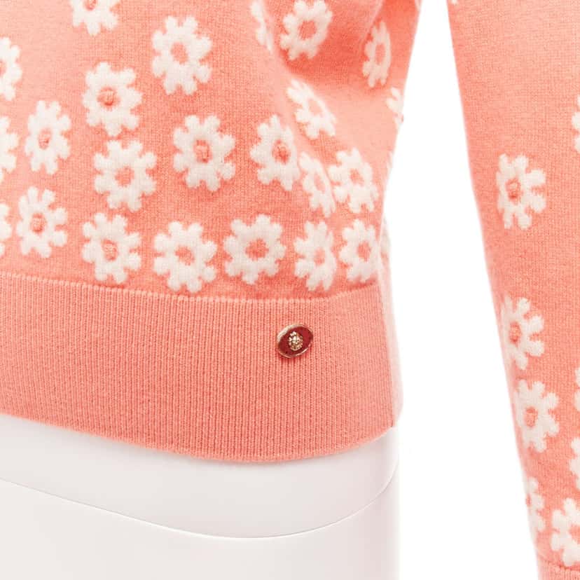 Chanel Floral CC Pullover Orange Cashmere Never worn - Back View