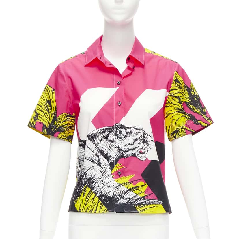 Christian Dior Tiger Print Shirt Pink Cotton Never worn - Front View