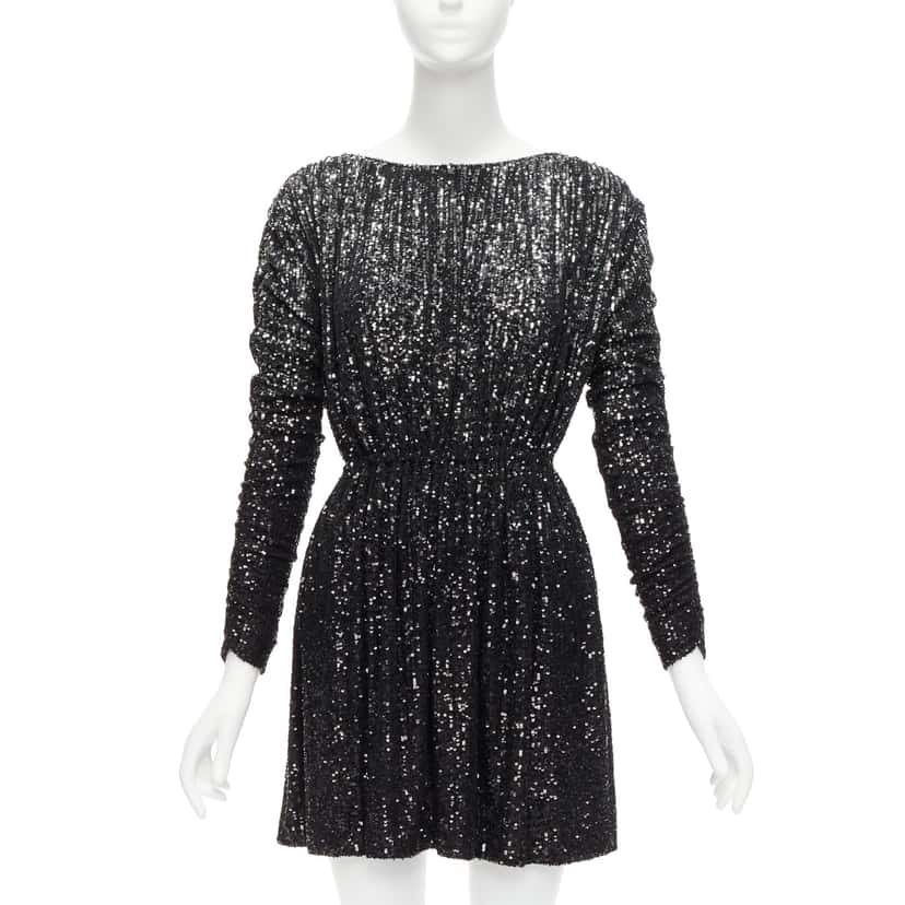 Saint Laurent Gradient Sequins Dress Black Polyamide Never worn - Front View