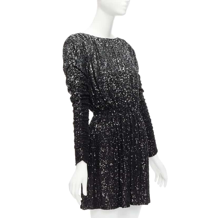 Saint Laurent Gradient Sequins Dress Black Polyamide Never worn - Inside View