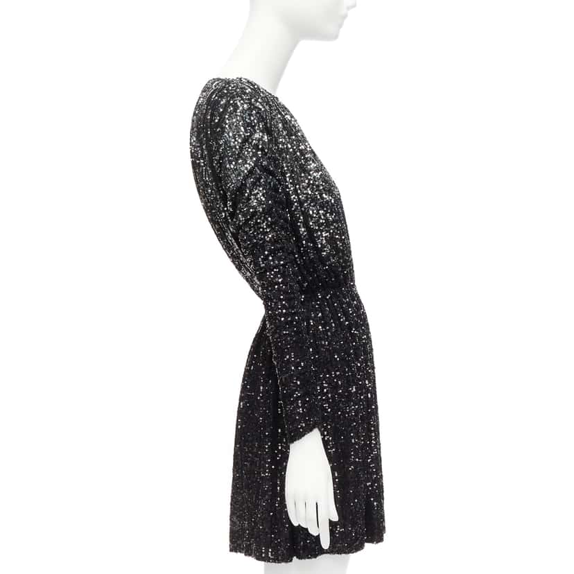 Saint Laurent Gradient Sequins Dress Black Polyamide Never worn - Model View