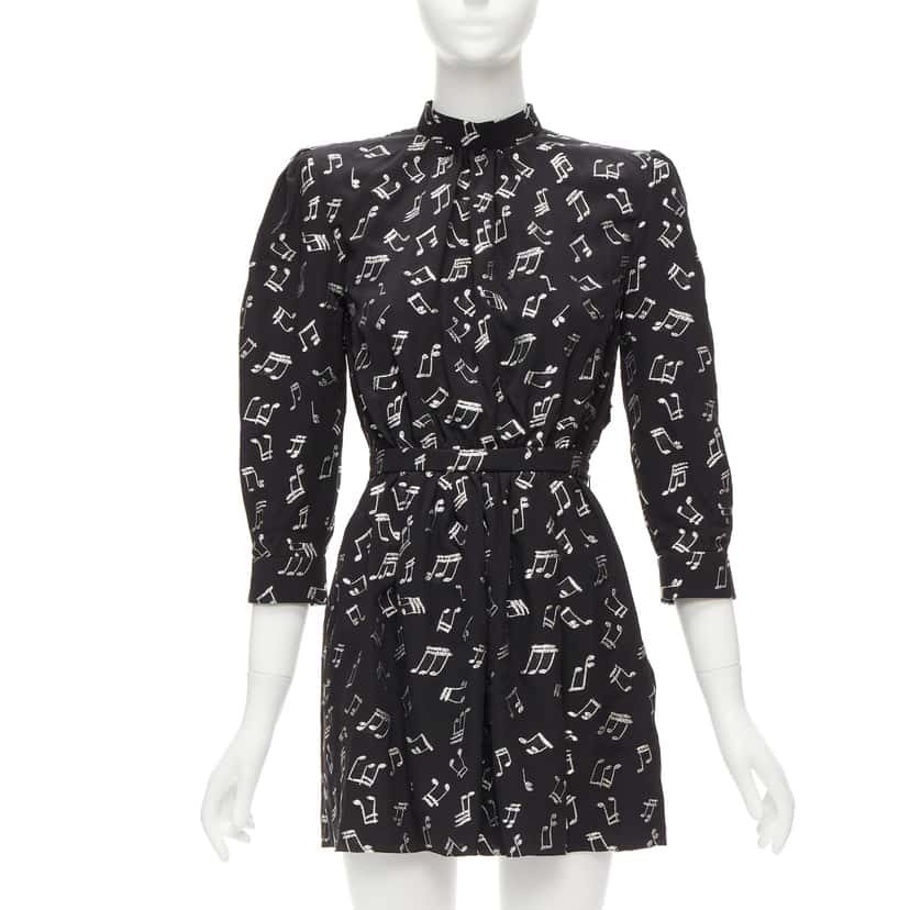 Saint Laurent Musical Note Dress Black Silk Never worn - Front View