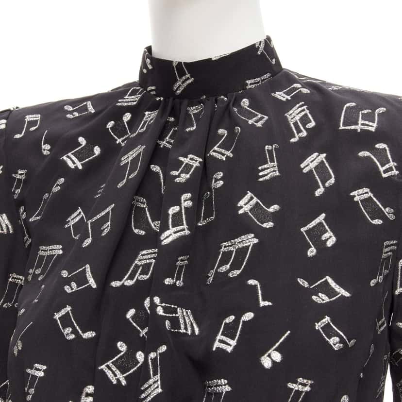 Saint Laurent Musical Note Dress Black Silk Never worn - Back View