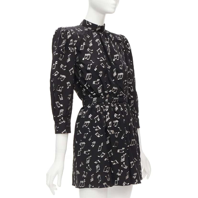 Saint Laurent Musical Note Dress Black Silk Never worn - Inside View
