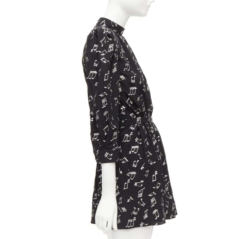 Saint Laurent Musical Note Dress Black Silk Never worn - Model View