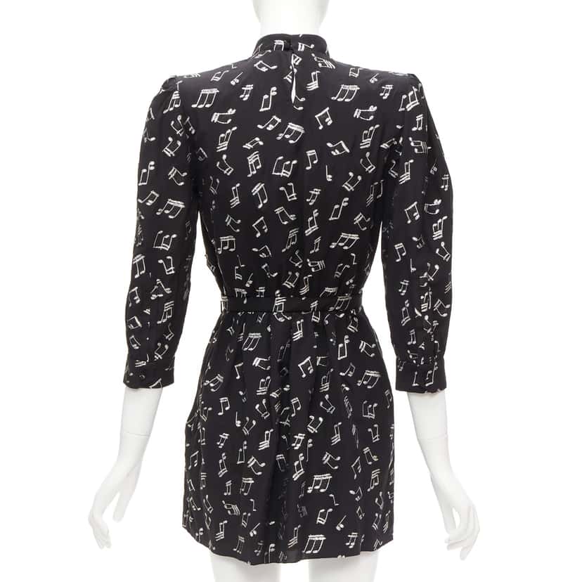 Saint Laurent Musical Note Dress Black Silk Never worn - Box View