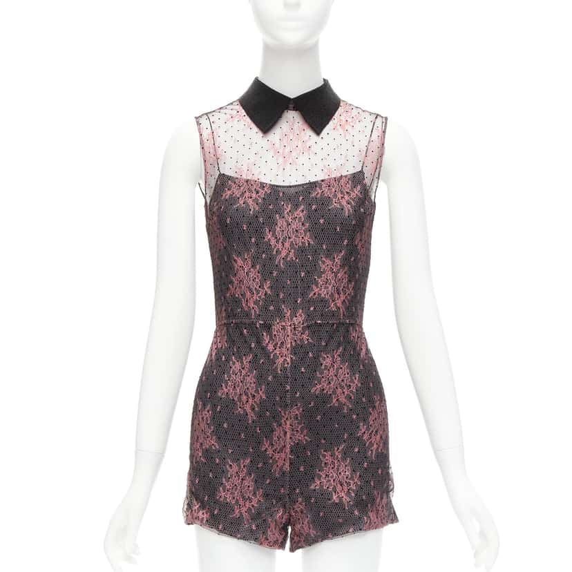 Dior Pink Lace Playsuit Pink Polyester Never worn - Front View