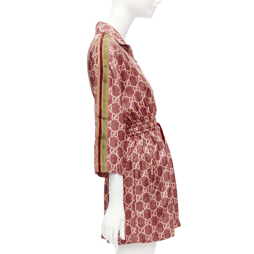 Gucci GG Monogram Dress Red Silk Very good condition - Model View