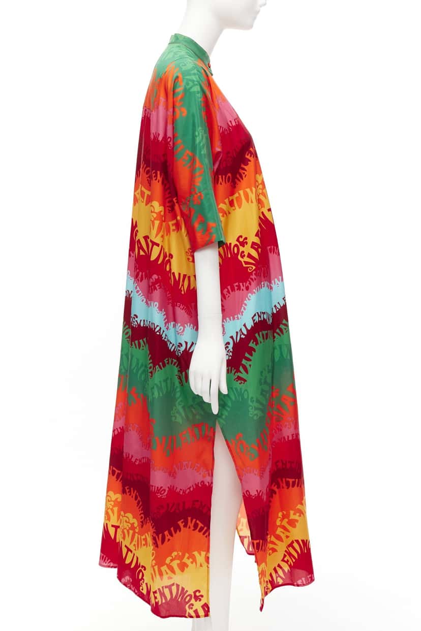 Valentino Garavani Rainbow Kaftan Dress MultiColor Silk Very good condition - Model View
