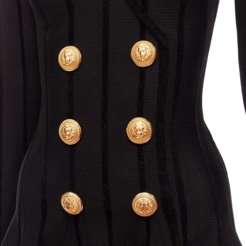 Balmain Striped Chenille Dress Black Viscose Never worn - Back View