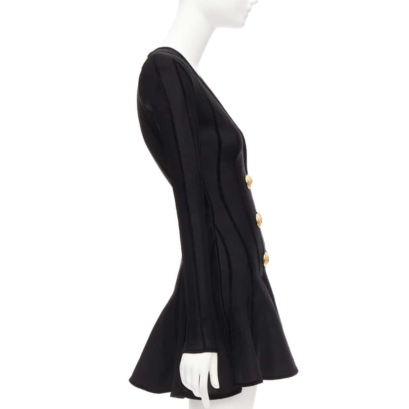 Balmain Striped Chenille Dress Black Viscose Never worn - Model View