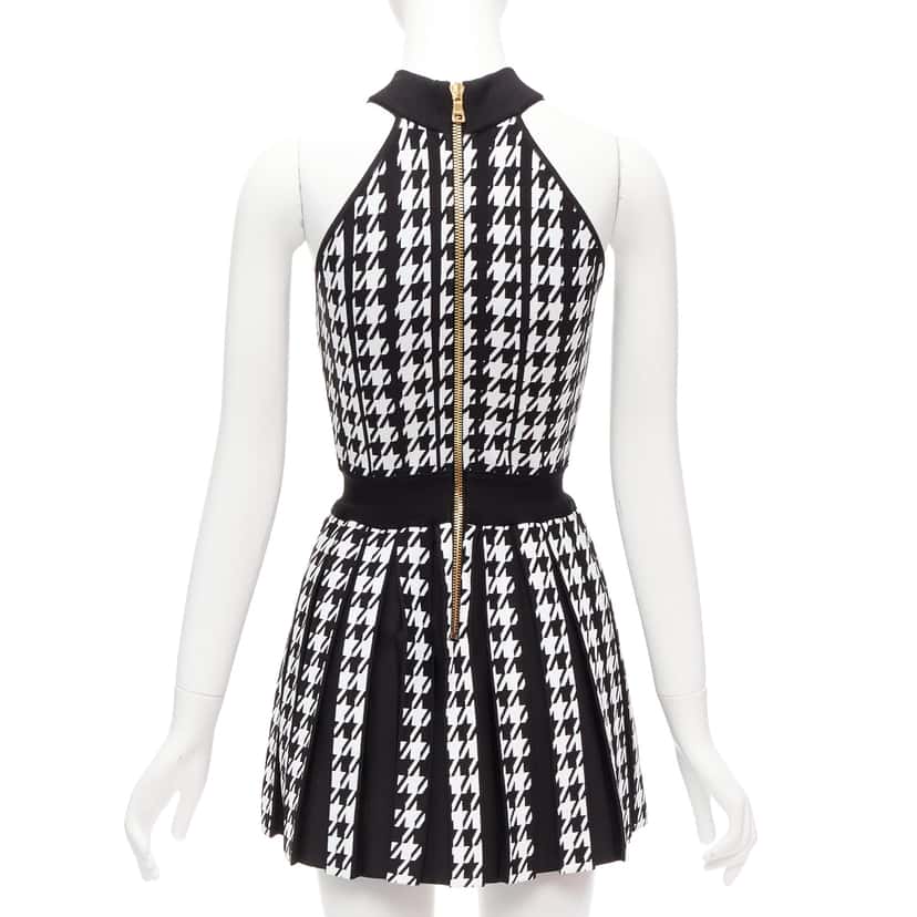 Balmain Houndstooth Halter Dress Black Viscose Never worn - Box View