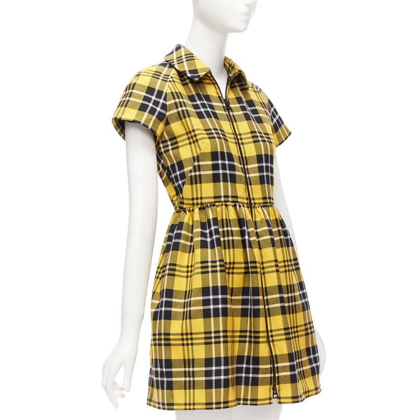 Christian Dior Punk Plaid Dress Yellow Wool Never worn - Inside View