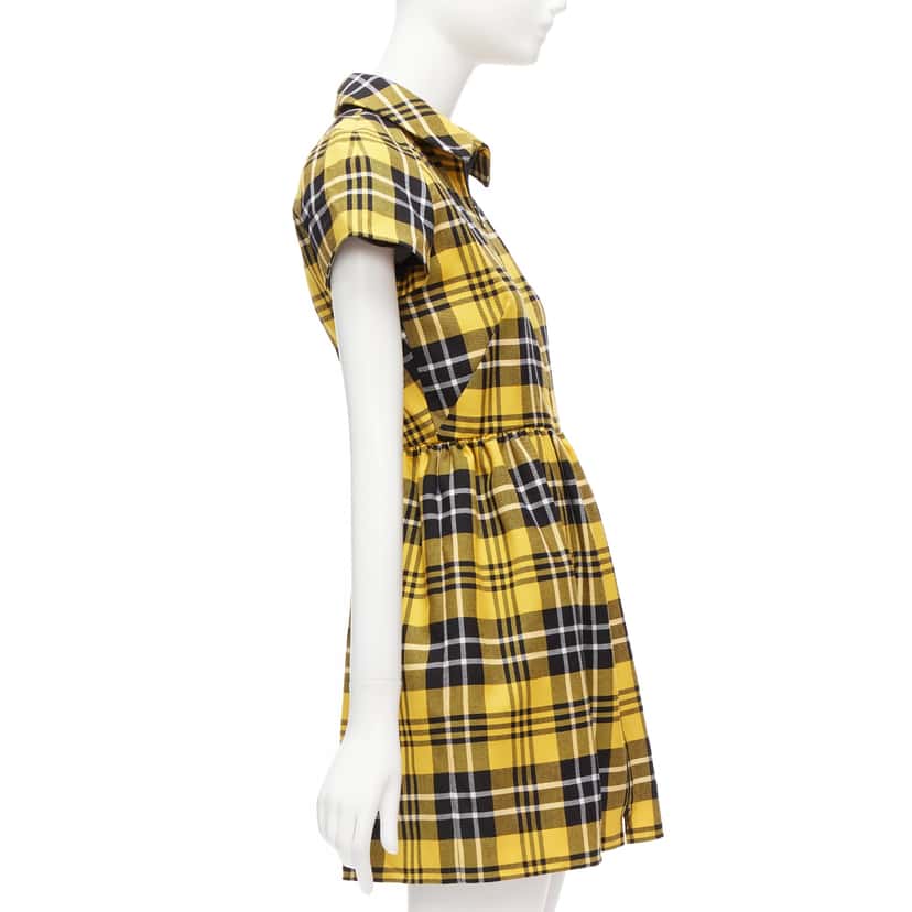 Christian Dior Punk Plaid Dress Yellow Wool Never worn - Model View