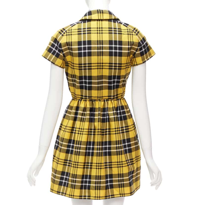 Christian Dior Punk Plaid Dress Yellow Wool Never worn - Box View