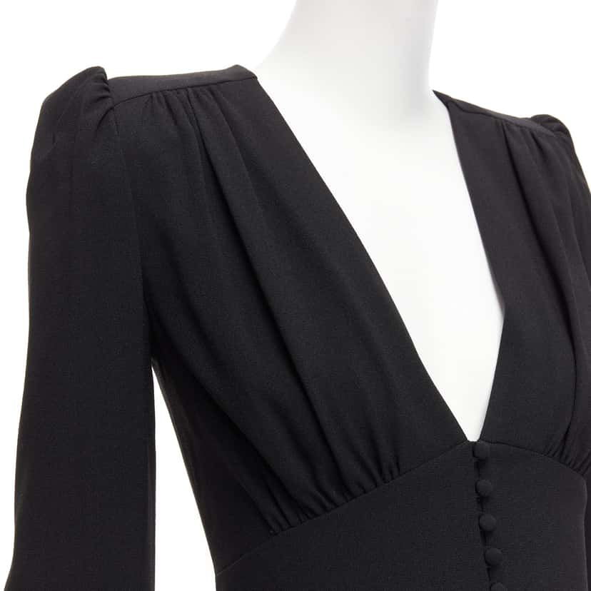Saint Laurent Deep V Mini Dress Black Never worn - Back View