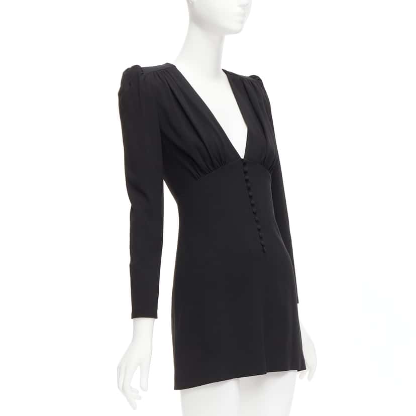 Saint Laurent Deep V Mini Dress Black Never worn - Inside View