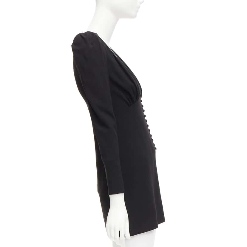 Saint Laurent Deep V Mini Dress Black Never worn - Model View