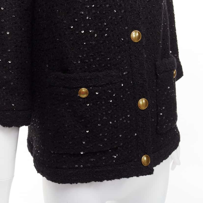 Saint Laurent Black Wool Tweed Jacket Black Wool Never worn - Back View