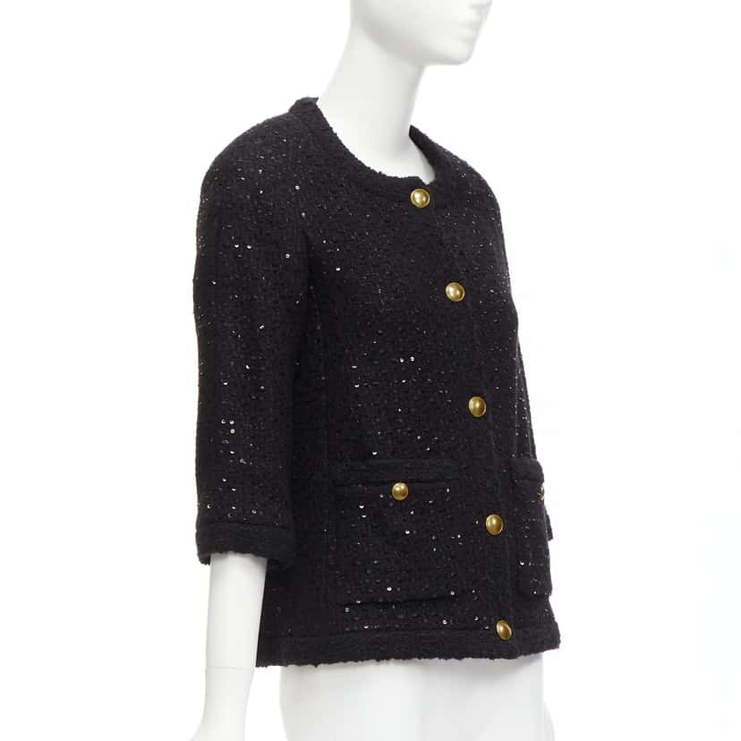 Saint Laurent Black Wool Tweed Jacket Black Wool Never worn - Model View