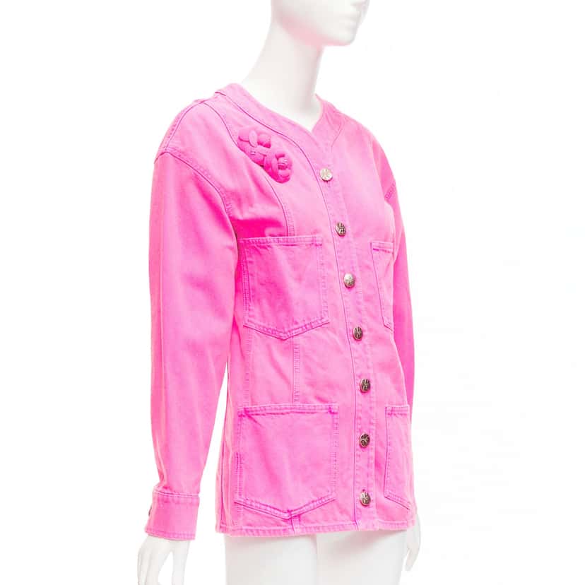 Chanel Pink Cotton Camellia Jacket Pink Cotton Very good condition - Model View