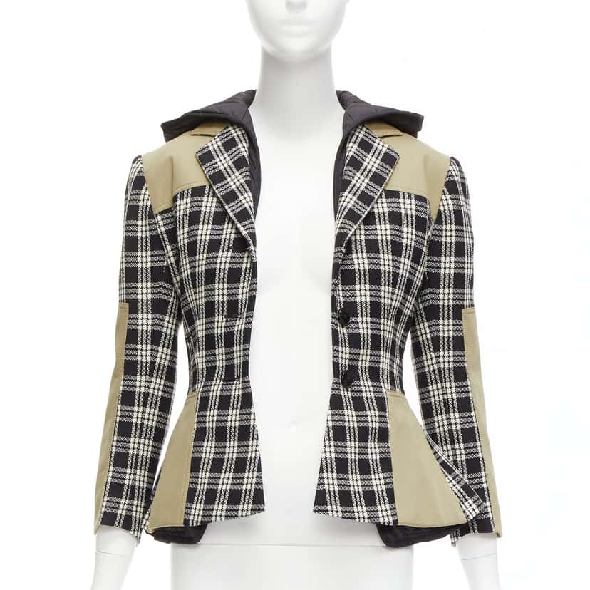 Dior Black White Wool Jacket Black Wool Never worn - Inside View
