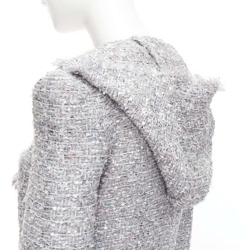 Balmain Silver Metallic Boucle Jacket Silver Polyester Never worn - Back View