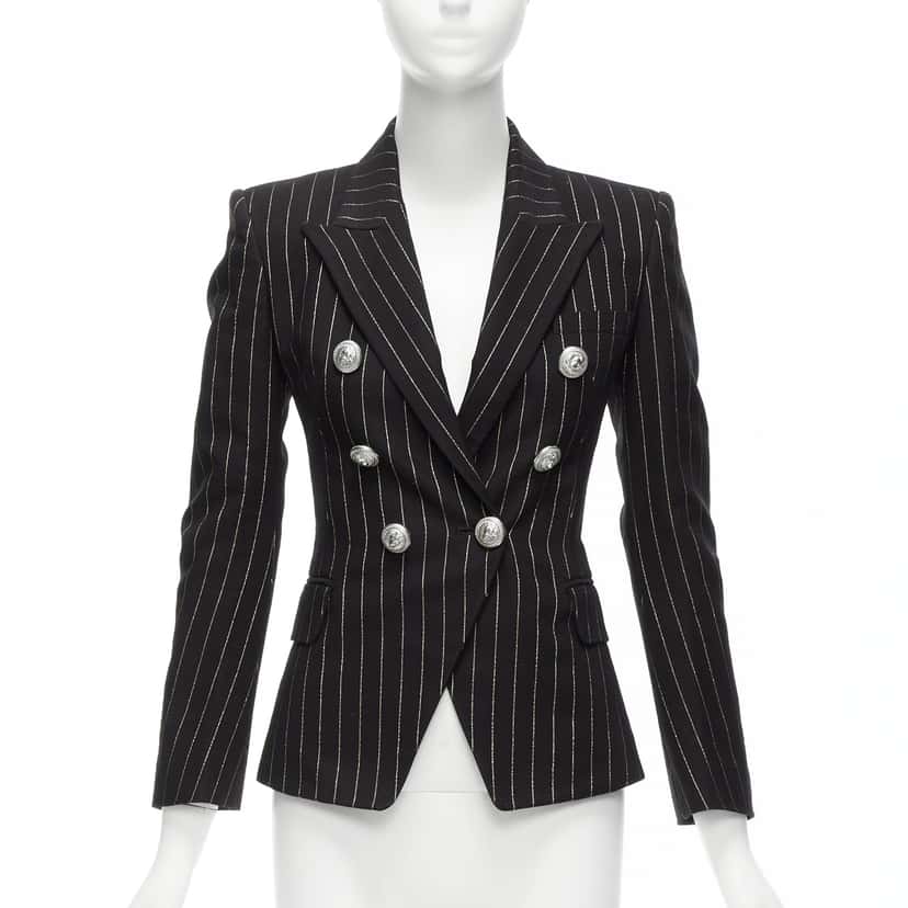 Balmain Gold Striped Blazer Black Cotton Never worn - Front View