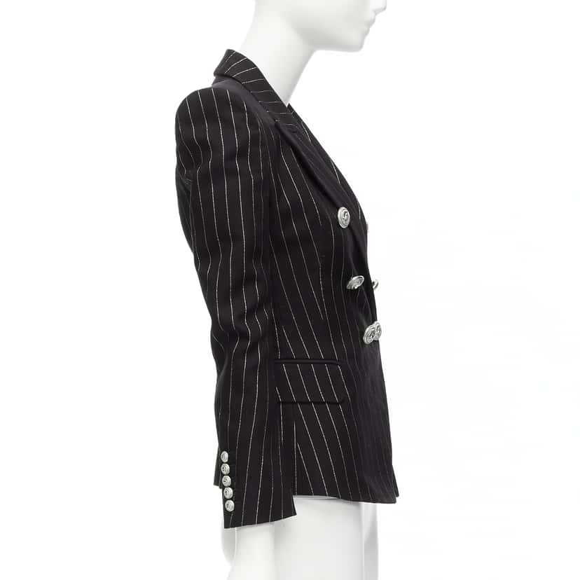 Balmain Gold Striped Blazer Black Cotton Never worn - Box View