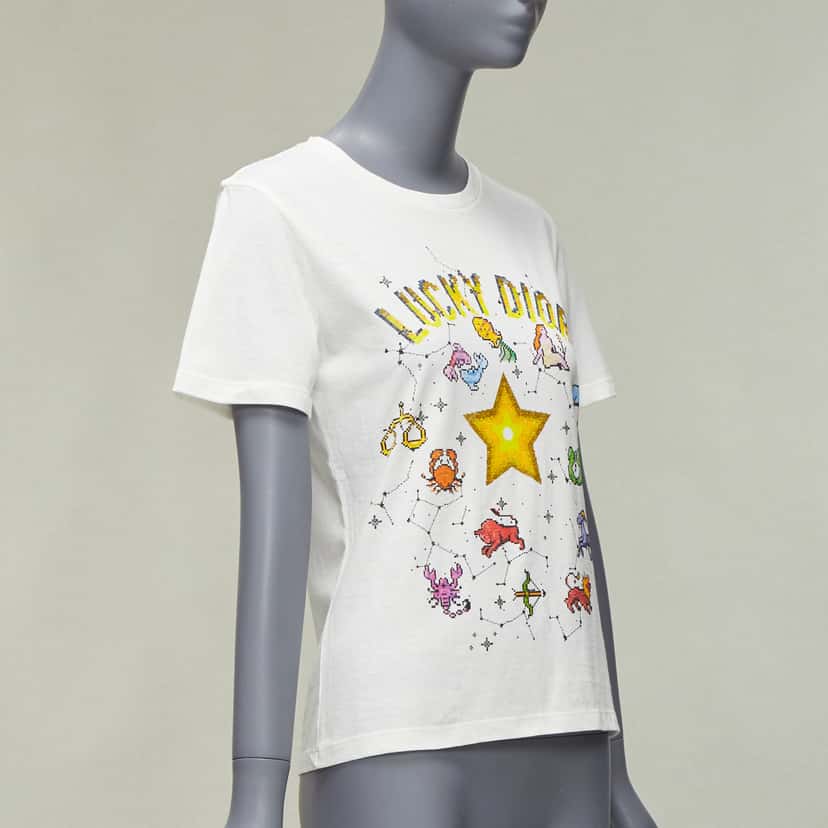Dior Zodiac Pixel Tee White Cotton Never worn - Inside View