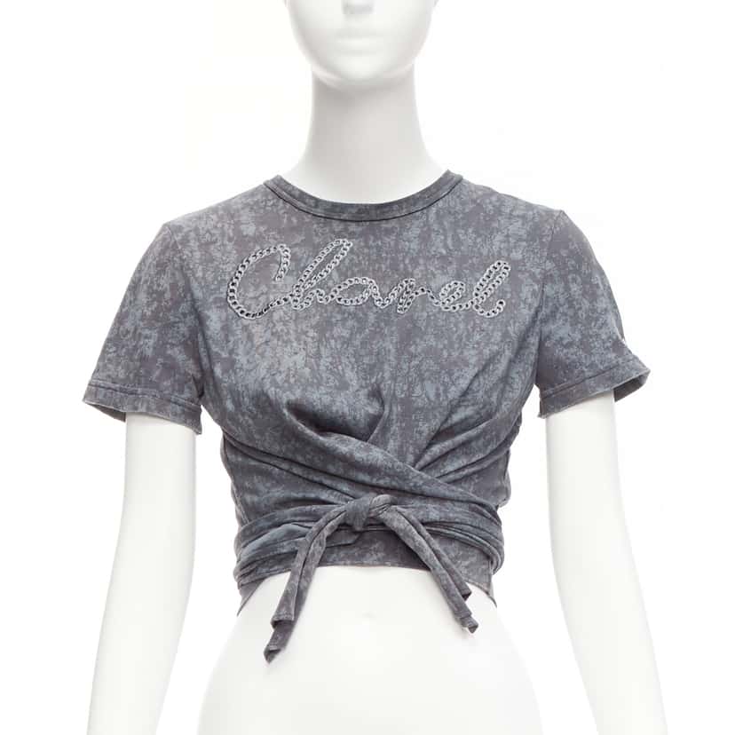 Chanel Rope Logo Shirt Grey Cotton Never worn - Front View