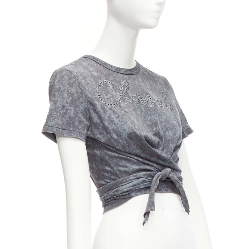 Chanel Rope Logo Shirt Grey Cotton Never worn - Inside View