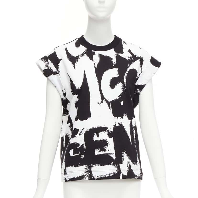 Alexander McQueen Graffiti Boxy Top Black Cotton Never worn - Front View