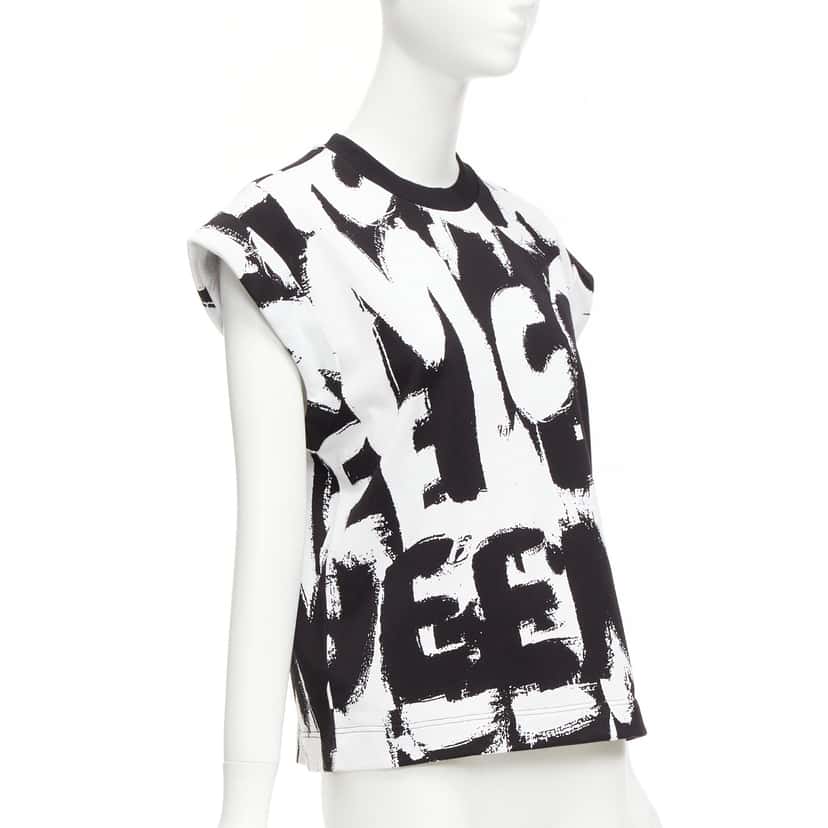 Alexander McQueen Graffiti Boxy Top Black Cotton Never worn - Inside View