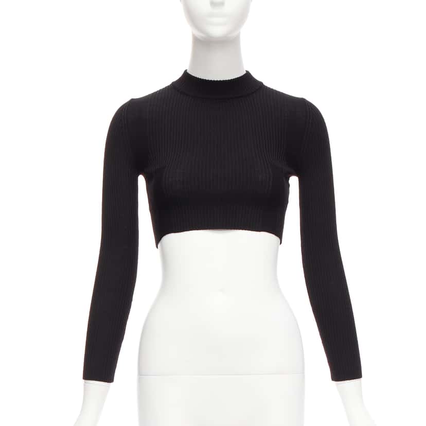 Maison Martin Margiela Ribbed Sock Crop Top Black Wool Never worn - Front View