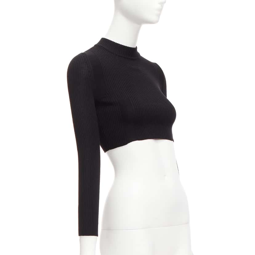 Maison Martin Margiela Ribbed Sock Crop Top Black Wool Never worn - Inside View
