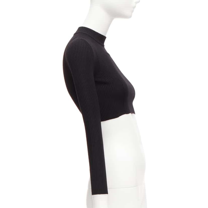 Maison Martin Margiela Ribbed Sock Crop Top Black Wool Never worn - Model View