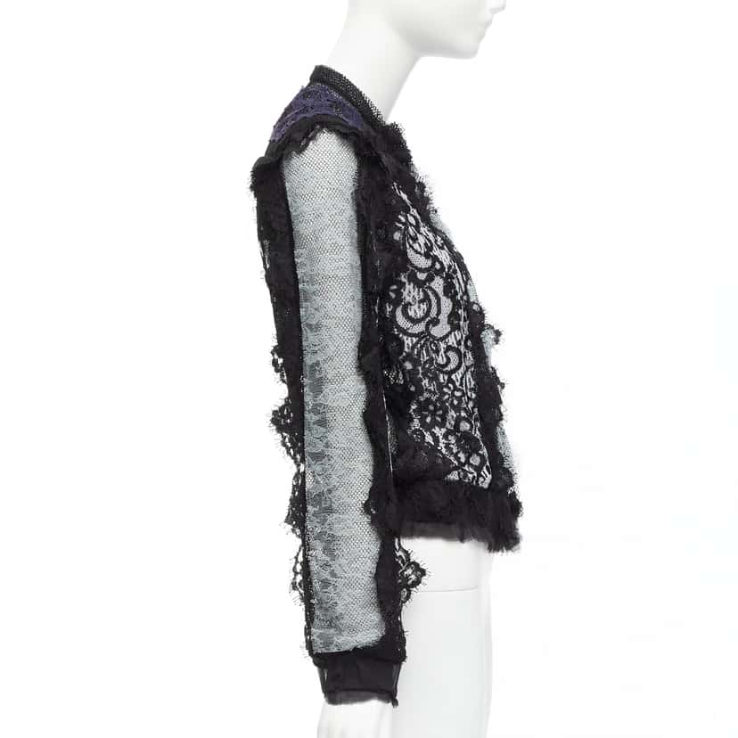 Lanvin Lace Sheer Jacket Blue Cotton Never worn - Box View