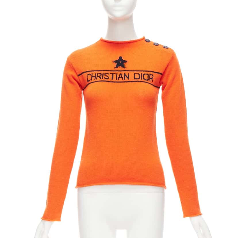 Dior Orange Star Sweater Orange Cashmere Never worn - Front View