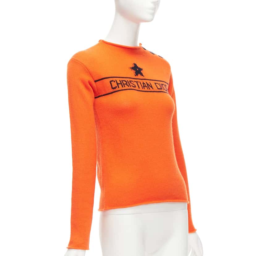 Dior Orange Star Sweater Orange Cashmere Never worn - Inside View
