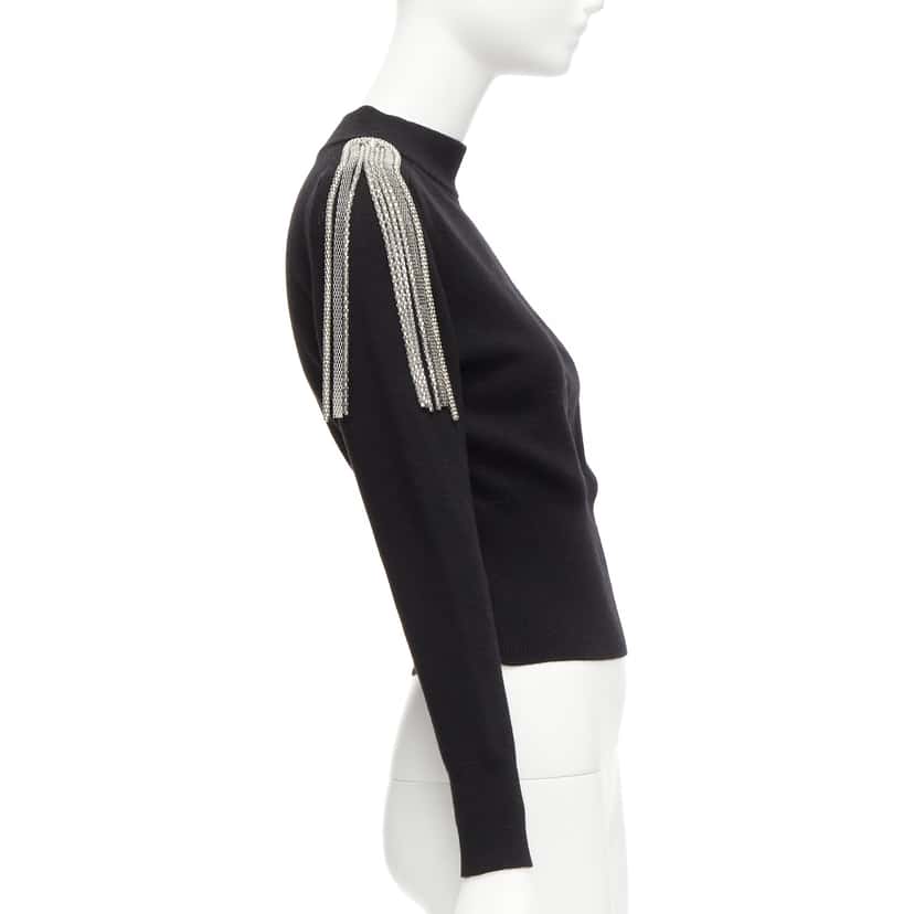 Christopher Kane Chain Shoulder Sweater Black Wool Never worn - Model View