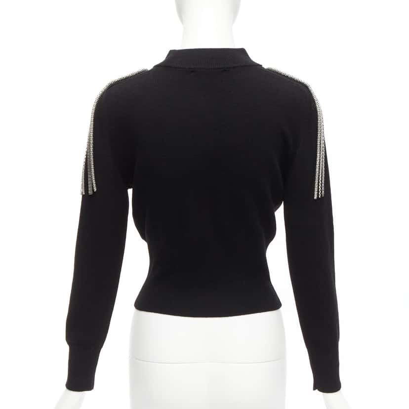 Christopher Kane Chain Shoulder Sweater Black Wool Never worn - Box View