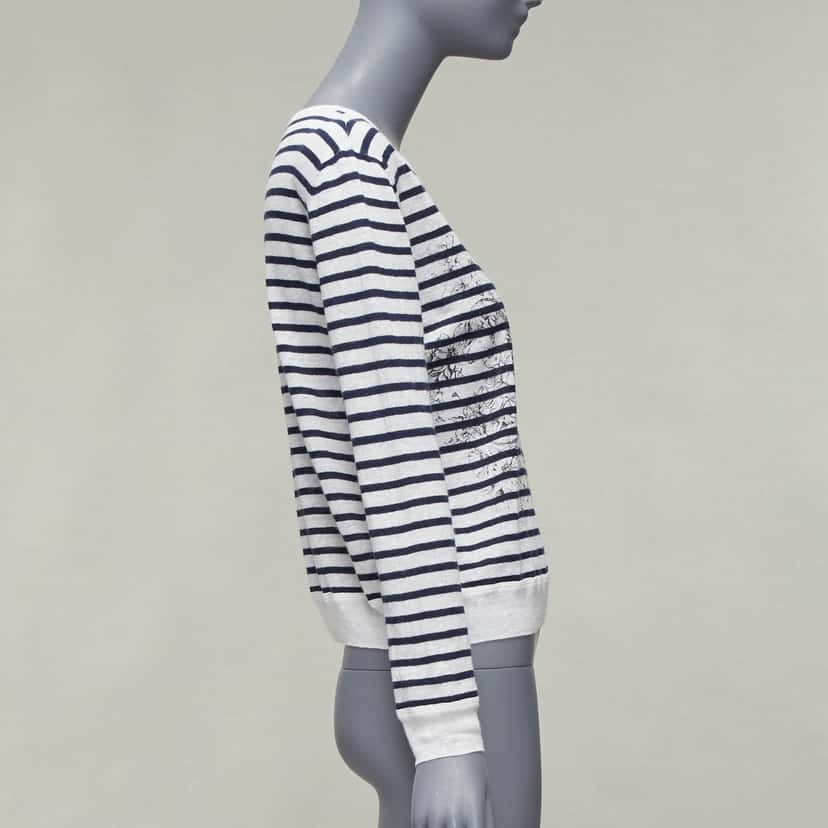 Dior Animal Stripe Sweater White Linen Never worn - Model View