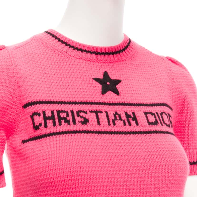 Dior Puff Sleeve Sweater Pink Wool Never worn - Back View