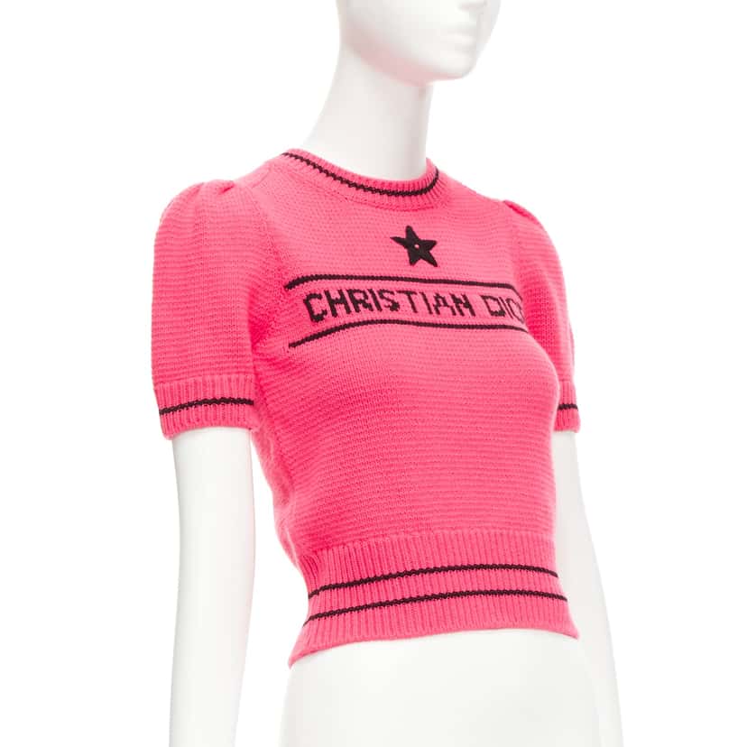 Dior Puff Sleeve Sweater Pink Wool Never worn - Inside View