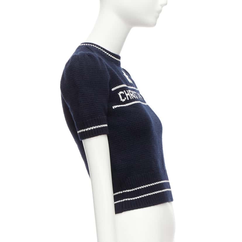 Dior Navy Puff Sweater Navy Wool Never worn - Model View
