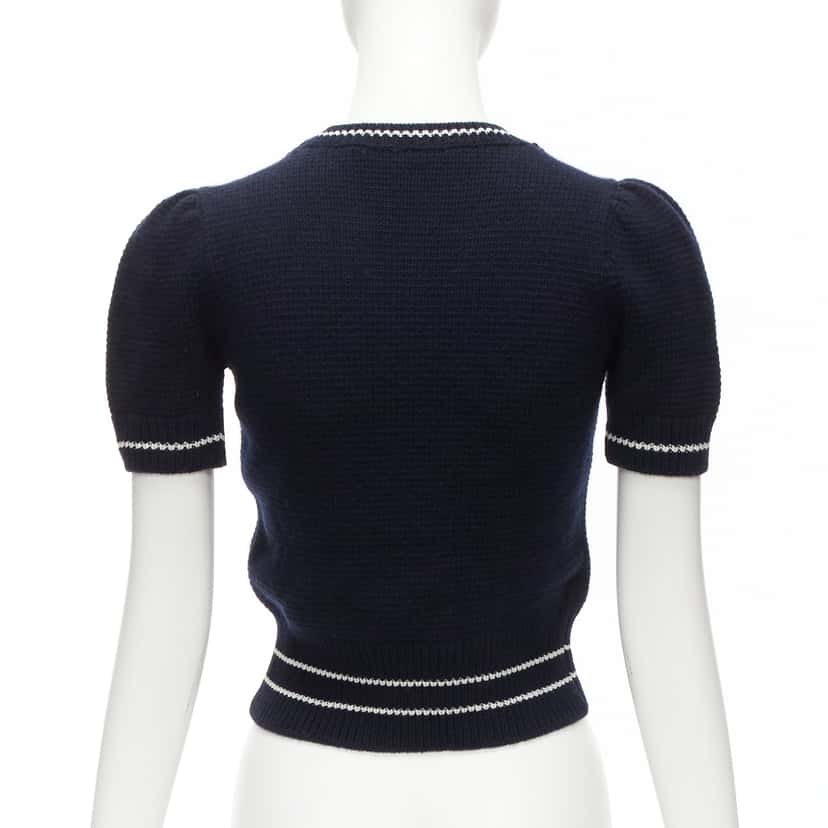 Dior Navy Puff Sweater Navy Wool Never worn - Box View