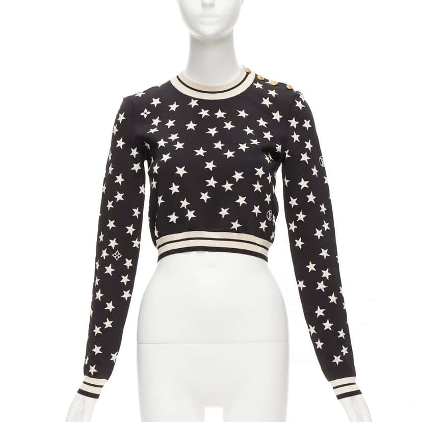 Louis Vuitton Star LV Crop Sweater Black Silk Never worn - Front View