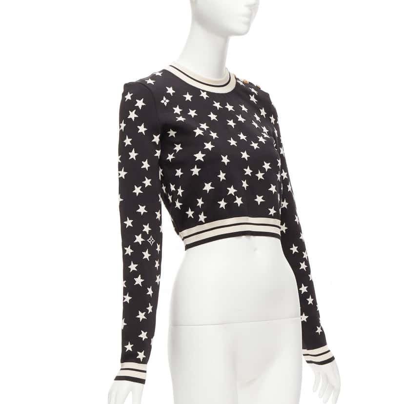 Louis Vuitton Star LV Crop Sweater Black Silk Never worn - Inside View